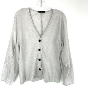 Zara cotton blouse with tortoise shell buttons